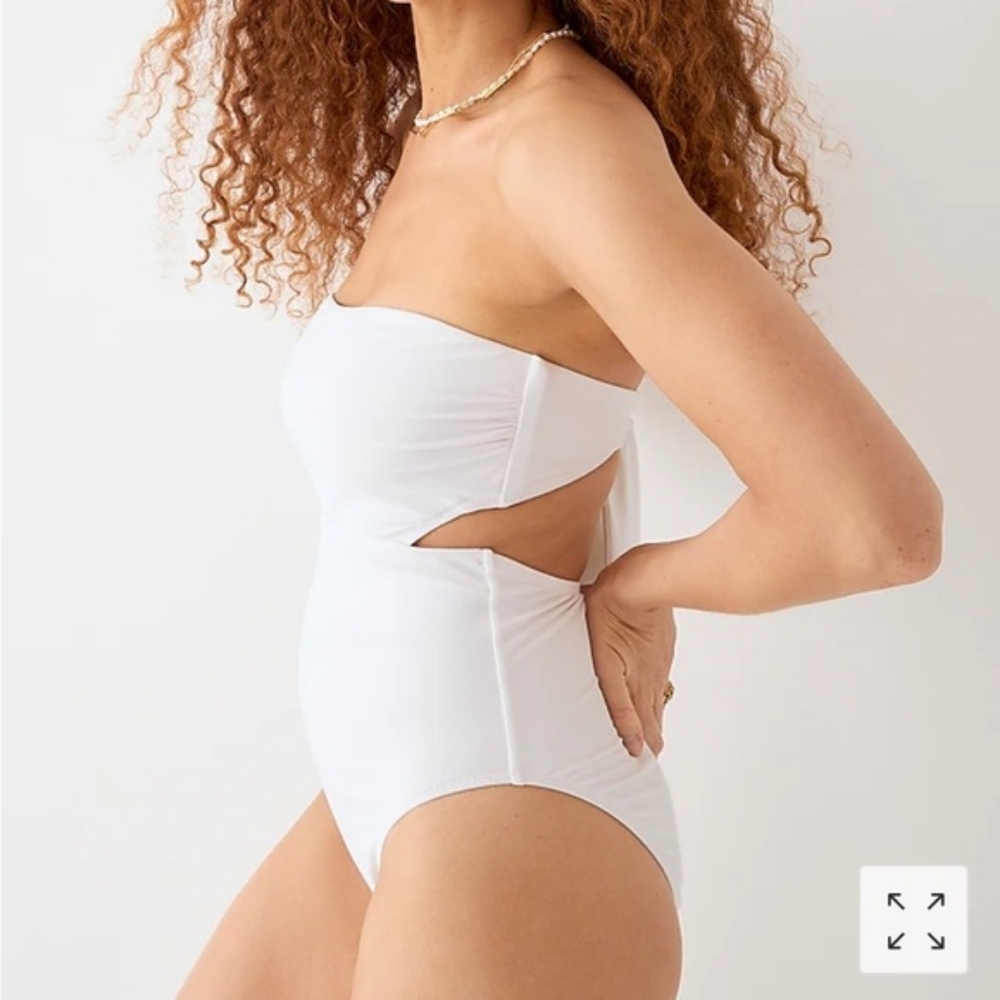 J. Crew NWT 🏷️ SPF White Cut-Out Tie Back Swimsuit 1Pc Lined, Pads 14